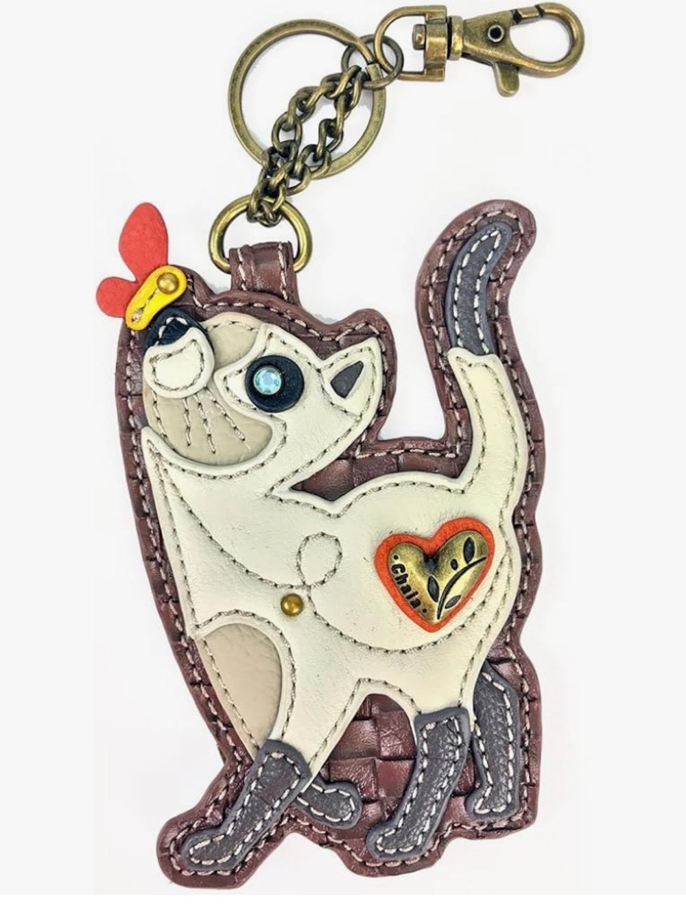 Chala slim cat keychain bag charm coin purse NWT